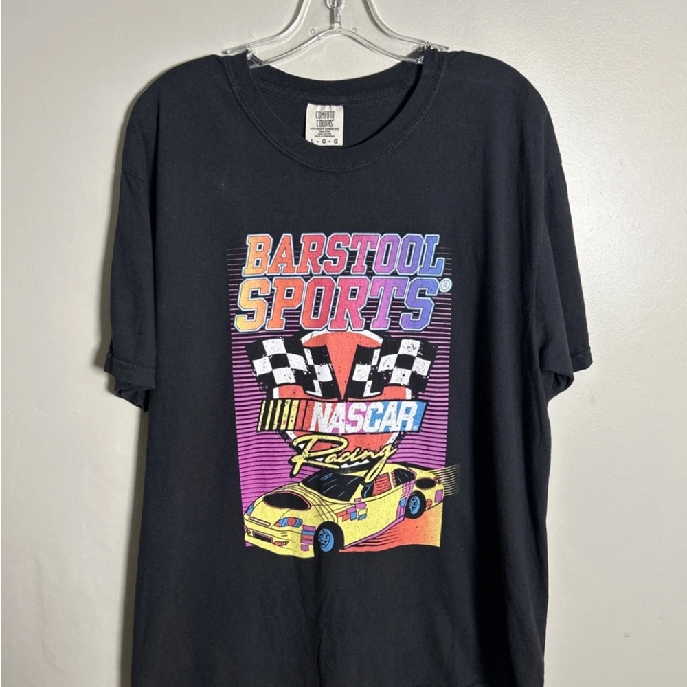 Barstool Sports X NASCAR Retro Black T-Shirt Multi Color Logo Men’s Large Y2K - Picture 11 of 11